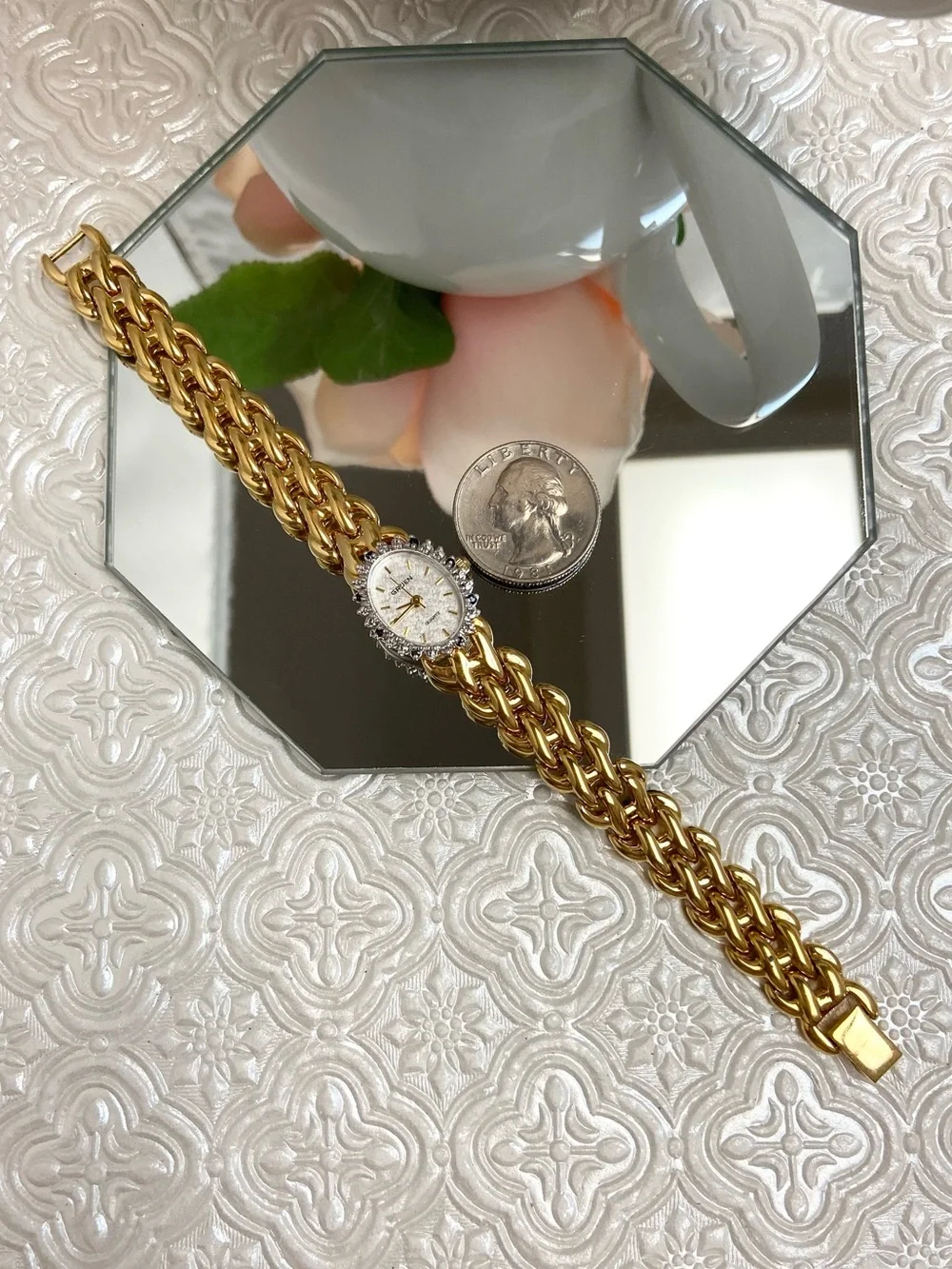 Vintage Gruen Diamond & Sapphire Accented Bezel Cocktail Watch